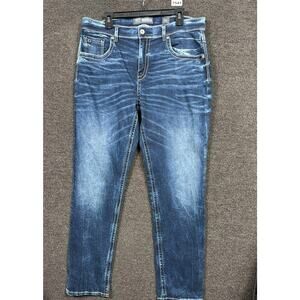 BKE Nolan Jeans Mens 38x34 Blue Medium Wash Straight Leg Stretch Denim Pants